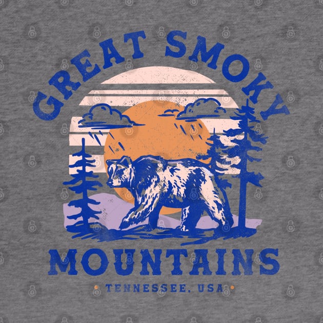 Great Smoky Mountains, Tennessee Vintage Travel Art w/Bear by The Whiskey Ginger